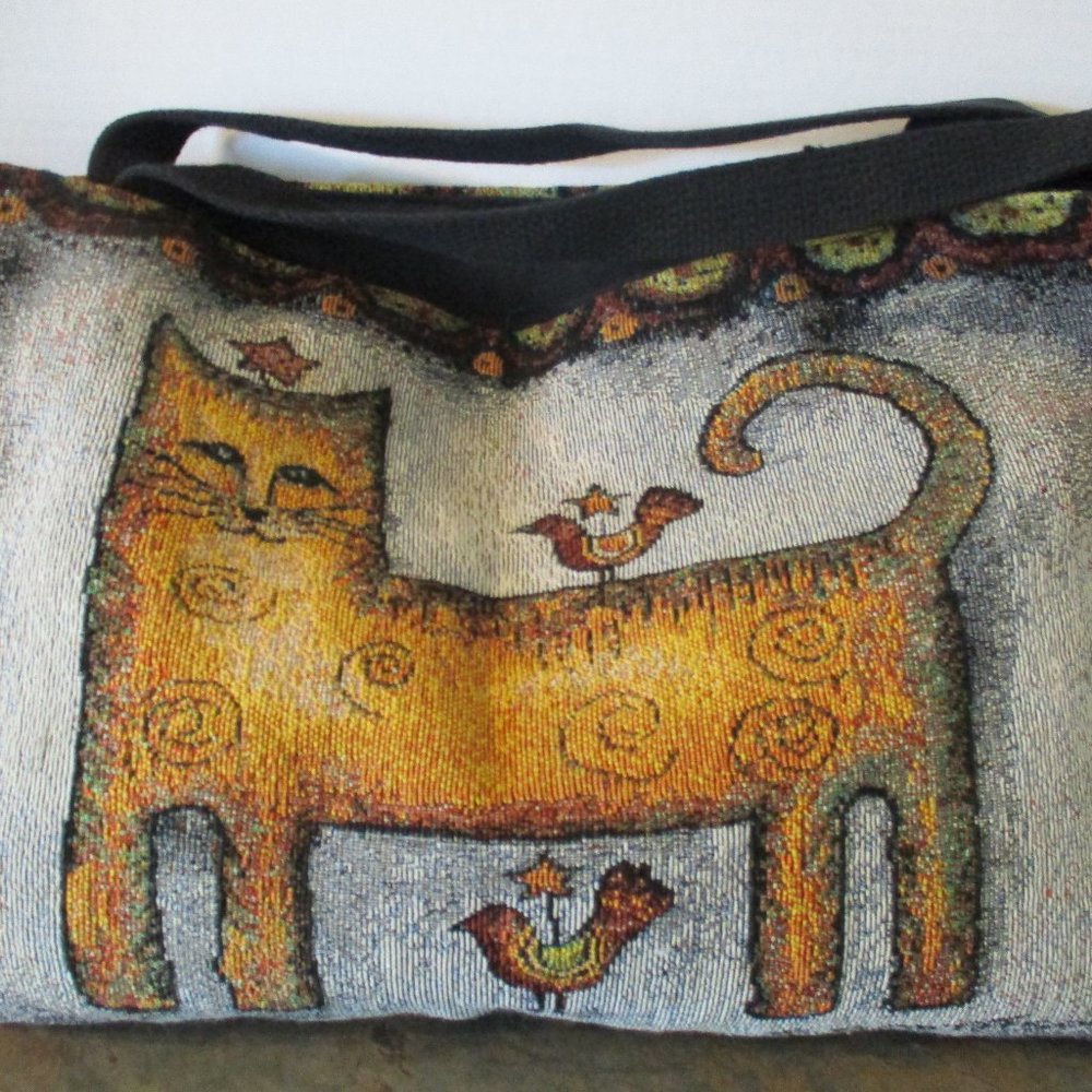 Sassy Cat Folk Art  Tapestry Tote Bag